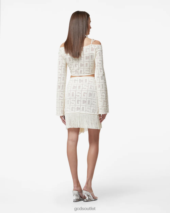 Women GCDS Monogram Macrame Skirt Off White 0FVX412
