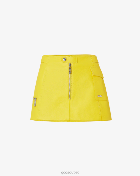 Women GCDS Spongebob Leather Mini Skirt Yellow 0FVX431