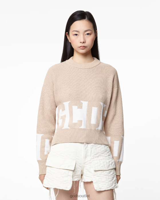 Women GCDS Cotton Low Band Sweater Beige 0FVX332