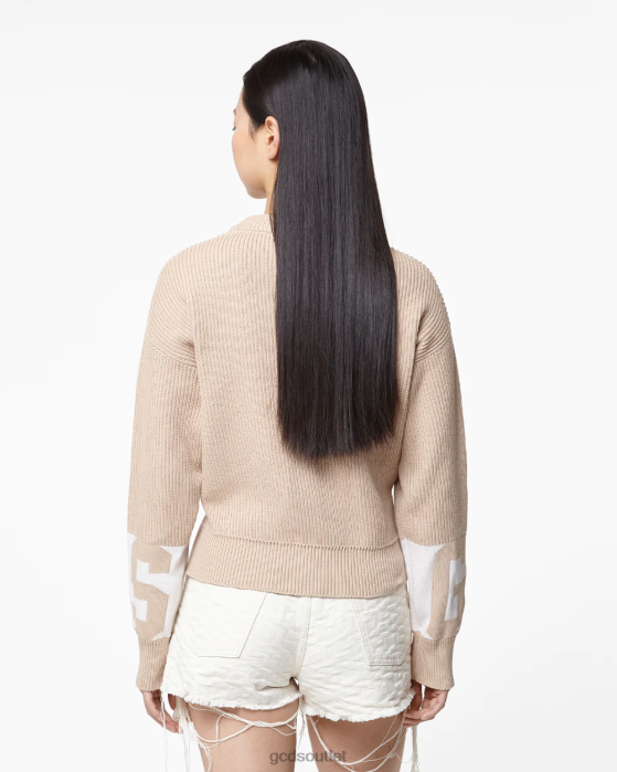 Women GCDS Cotton Low Band Sweater Beige 0FVX332