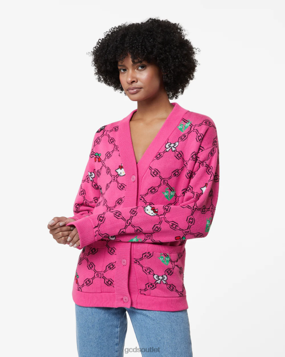 Women GCDS Hello Kitty Jacquard Cardigan Fuchsia 0FVX336