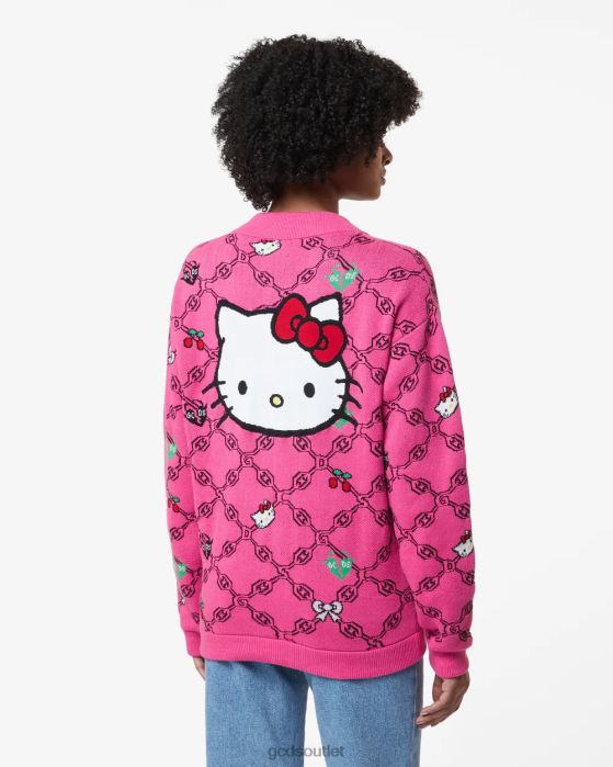 Women GCDS Hello Kitty Jacquard Cardigan Fuchsia 0FVX336