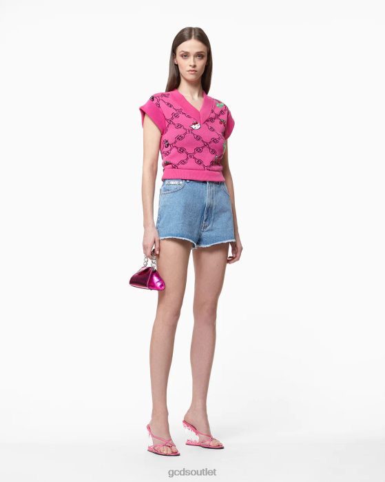 Women GCDS Hello Kitty Jacquard Vest Fuchsia 0FVX334
