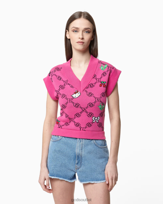Women GCDS Hello Kitty Jacquard Vest Fuchsia 0FVX334