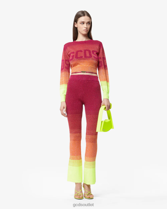 Women GCDS Lurex Degrade Cropped Sweater Fuchsia 0FVX329