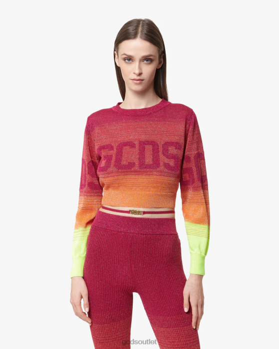 Women GCDS Lurex Degrade Cropped Sweater Fuchsia 0FVX329