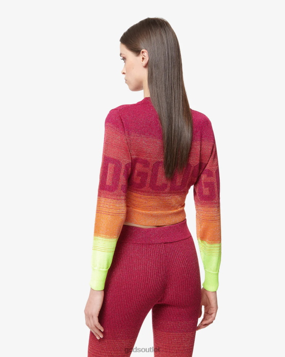 Women GCDS Lurex Degrade Cropped Sweater Fuchsia 0FVX329