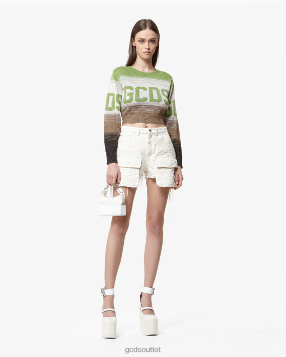 Women GCDS Lurex Degrade Cropped Sweater Military Green 0FVX327