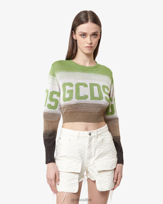 Women GCDS Lurex Degrade Cropped Sweater Military Green 0FVX327
