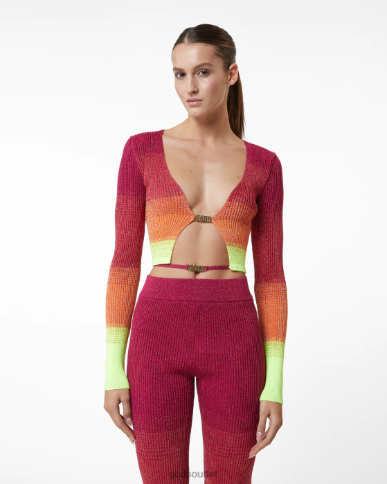 Women GCDS Lurex Degrade Mini Cardigan Fuchsia 0FVX330