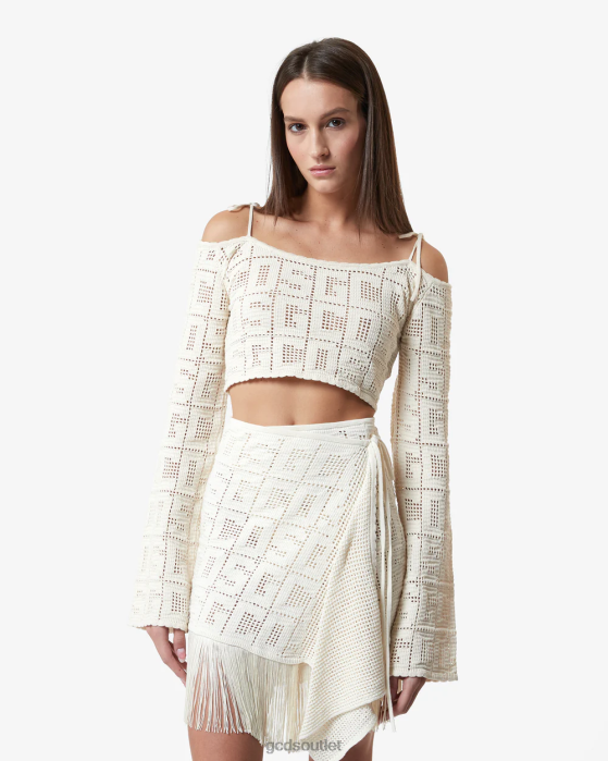 Women GCDS Monogram Macrame Sweater Off White 0FVX325