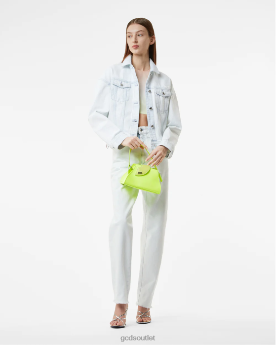 Women GCDS Bling Denim Jacket Off White 0FVX320