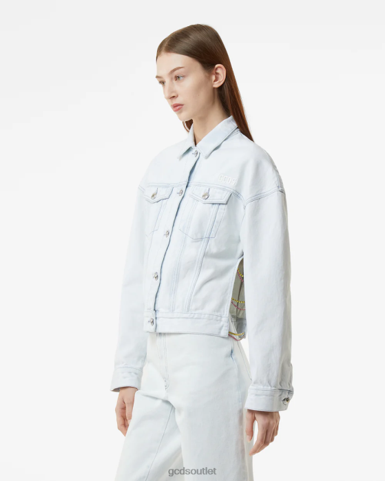 Women GCDS Bling Denim Jacket Off White 0FVX320