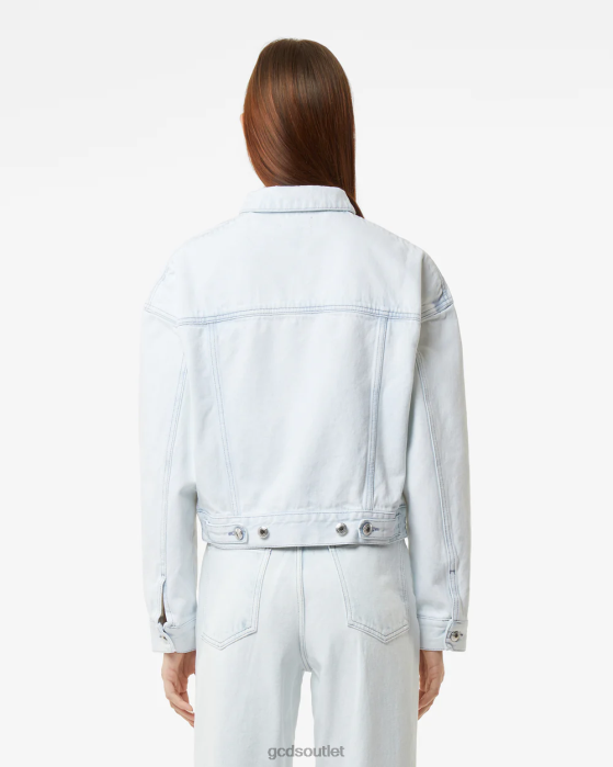 Women GCDS Bling Denim Jacket Off White 0FVX320