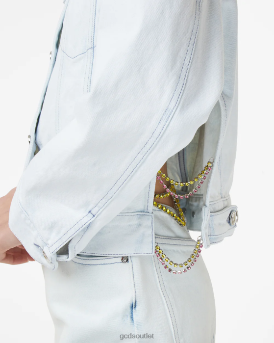 Women GCDS Bling Denim Jacket Off White 0FVX320
