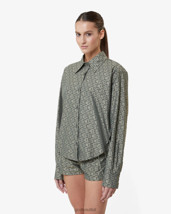 Women GCDS Bling Monogram Overshirt Military Green 0FVX318
