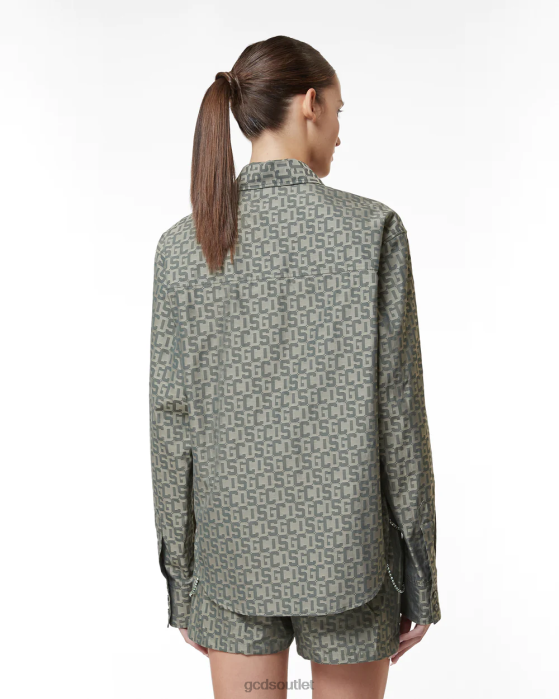 Women GCDS Bling Monogram Overshirt Military Green 0FVX318