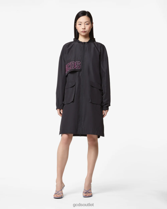 Women GCDS Heart Long Parka Black 0FVX321