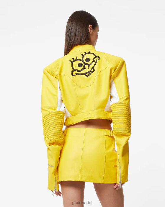 Women GCDS Spongebob Leather Jacket Yellow 0FVX315