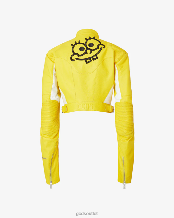 Women GCDS Spongebob Leather Jacket Yellow 0FVX315