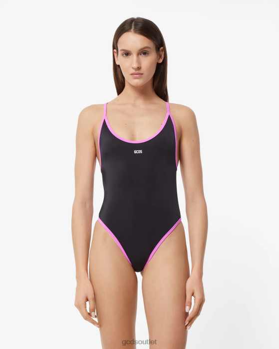 Women GCDS Heart Swimsuit Black 0FVX479
