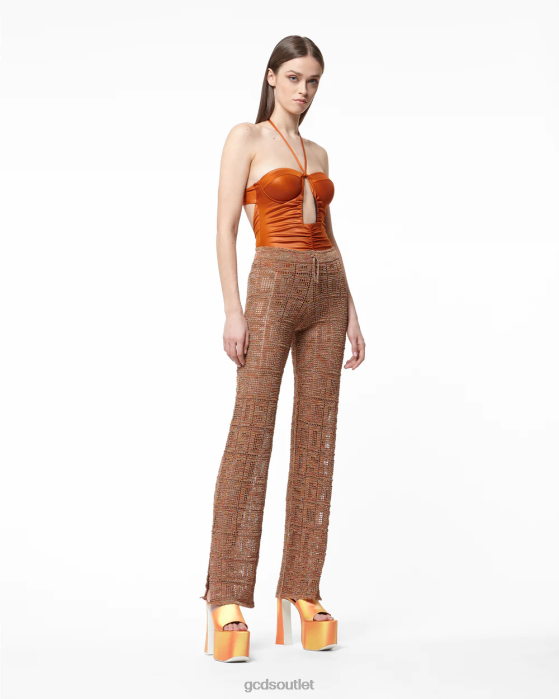 Women GCDS Logo Chain Swimsuit Orange 0FVX475