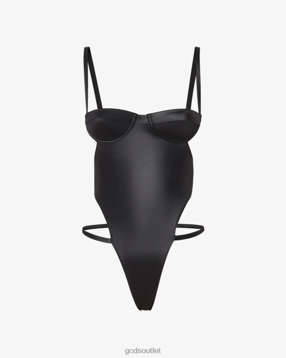Women GCDS Metallic Logo Clip Swimsuit Black 0FVX478