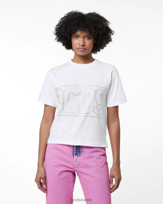 Women GCDS Bling Logo T-Shirt White 0FVX358