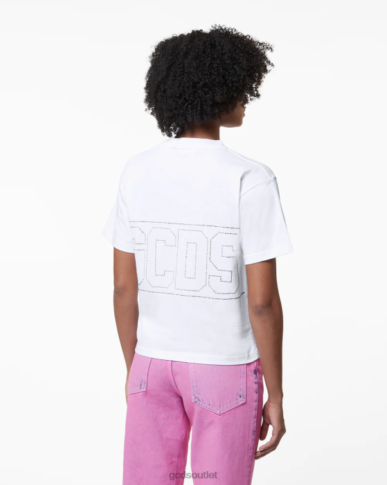 Women GCDS Bling Logo T-Shirt White 0FVX358