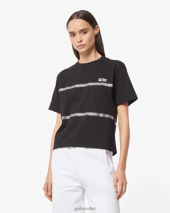 Women GCDS Bling T-Shirt Black 0FVX356