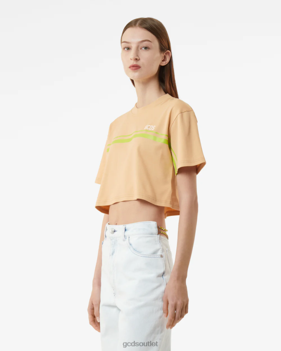 Women GCDS Bliss Crop Top Beige 0FVX365