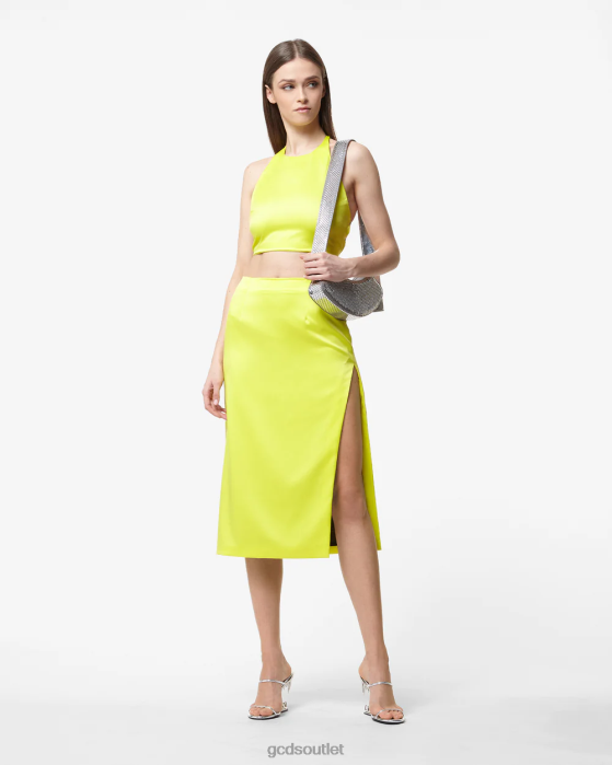 Women GCDS Bling Glossy Top Yellow fluo 0FVX372
