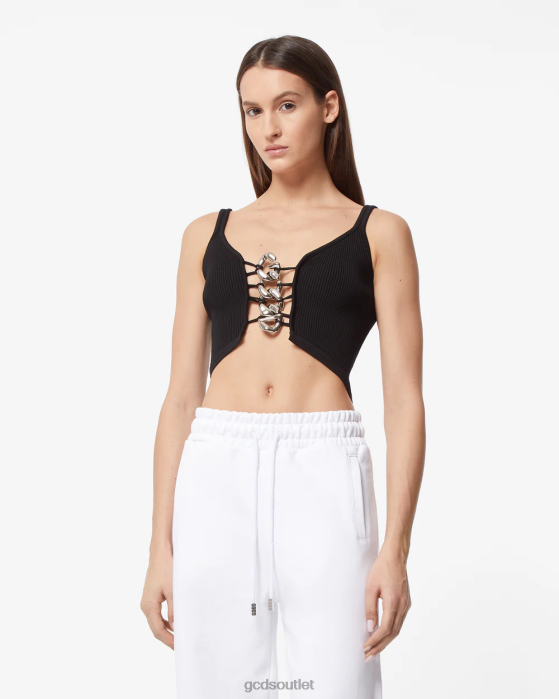 Women GCDS Logo Chain Tank Top Black 0FVX387