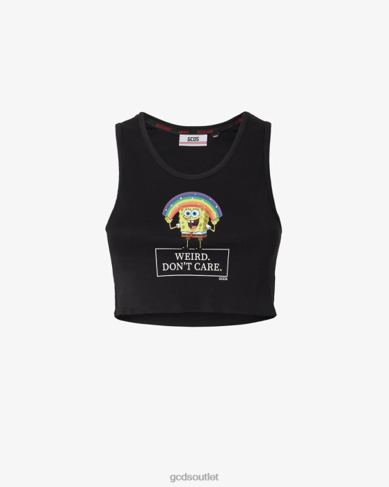 Women GCDS Spongebob Don'T Care Crop Top Black 0FVX382