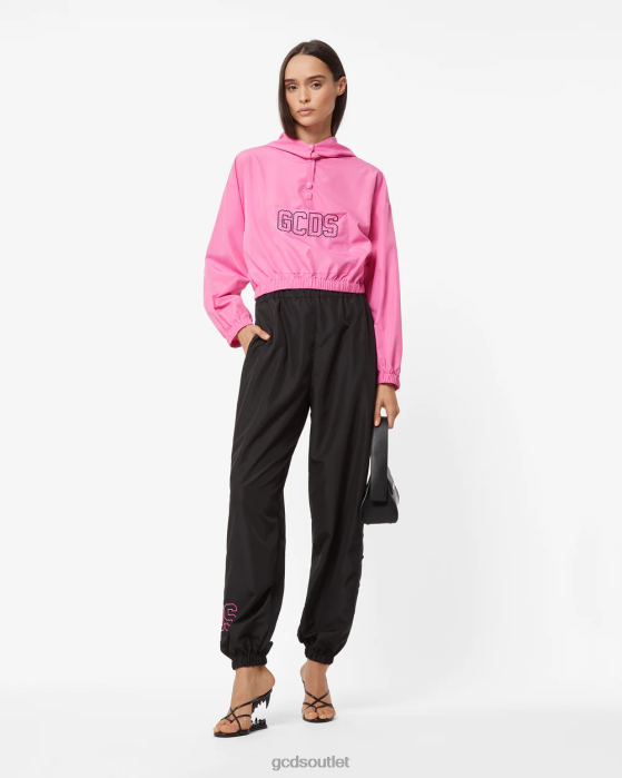 Women GCDS Heart Nylon Trousers Black 0FVX456