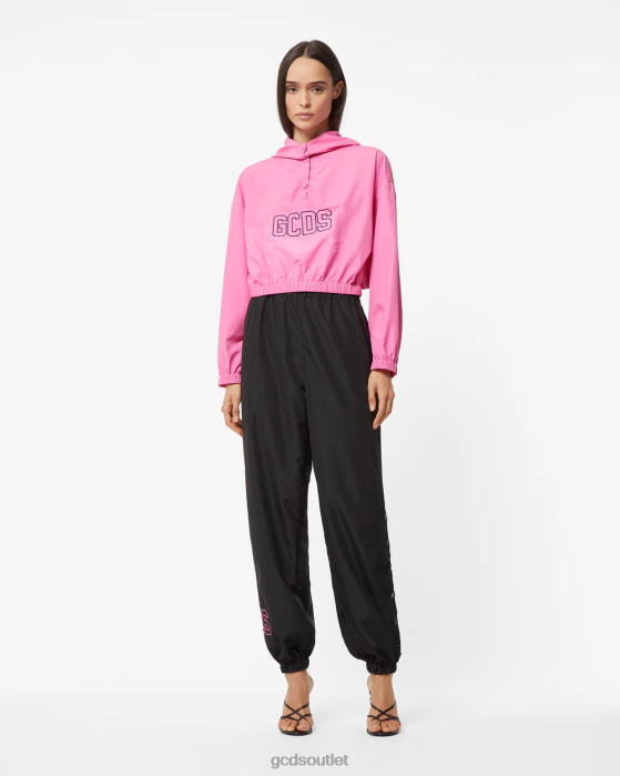 Women GCDS Heart Nylon Trousers Black 0FVX456