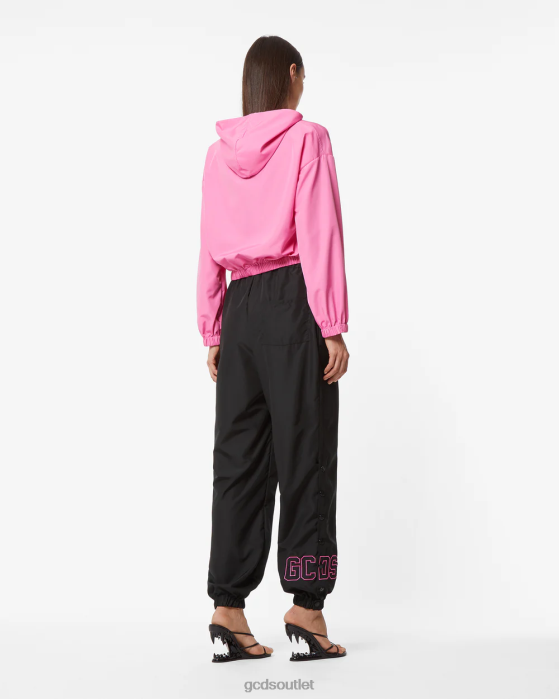 Women GCDS Heart Nylon Trousers Black 0FVX456