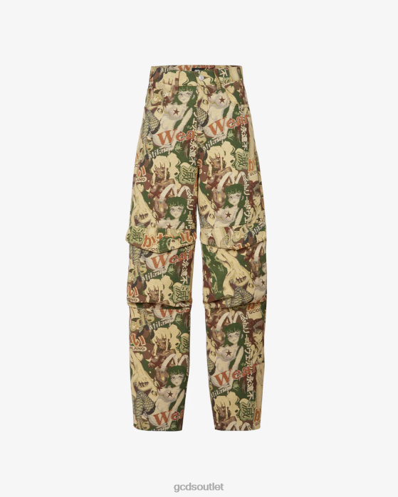 Women GCDS Hentai Cargo Trousers Military Green 0FVX444
