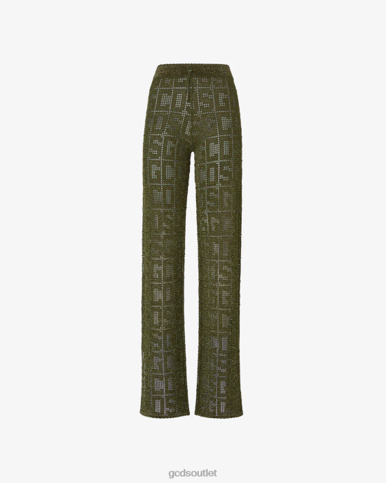 Women GCDS Monogram Macrame Trousers Military Green 0FVX436