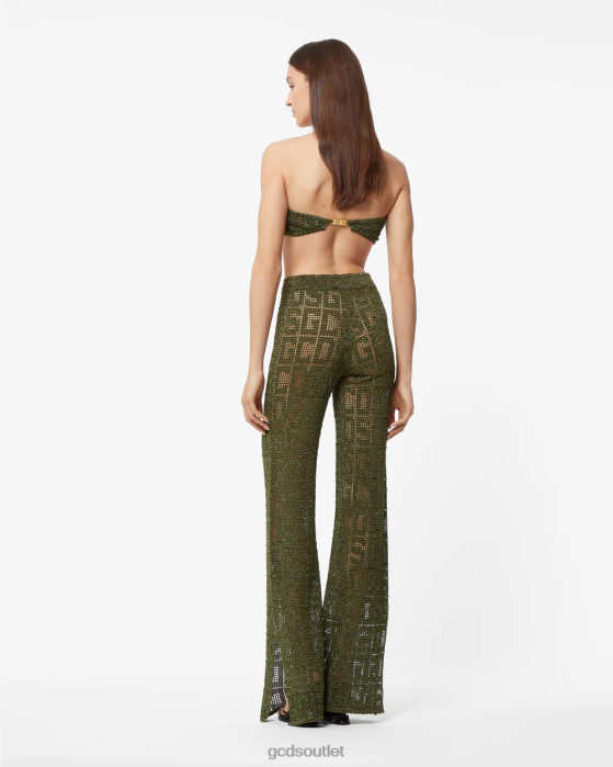 Women GCDS Monogram Macrame Trousers Military Green 0FVX436