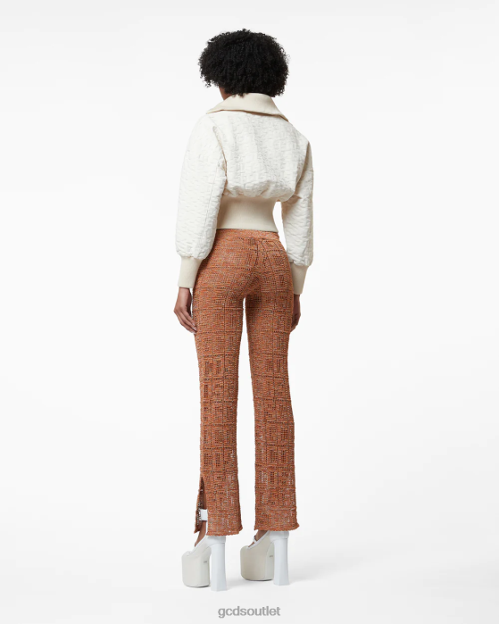 Women GCDS Monogram Macrame Trousers Orange 0FVX438