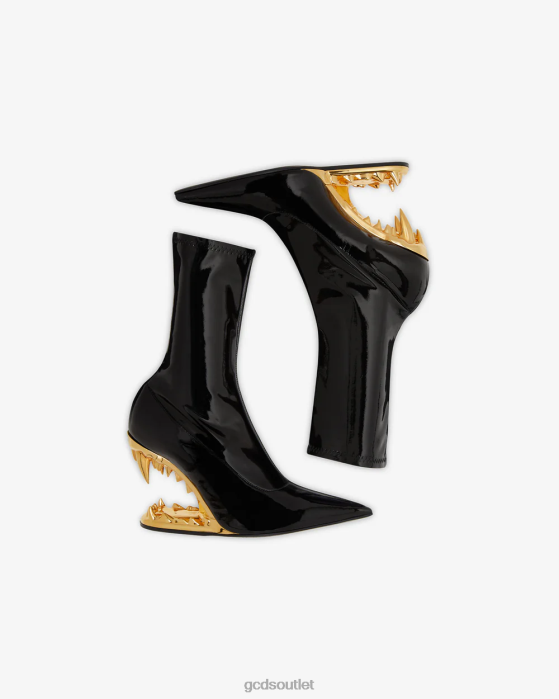 Women GCDS Morso Vinyl Ankle Boots Black 0FVX490