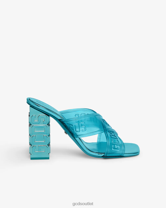 Women GCDS Transpallic Criss-Cross High Sandal Light Blue 0FVX513