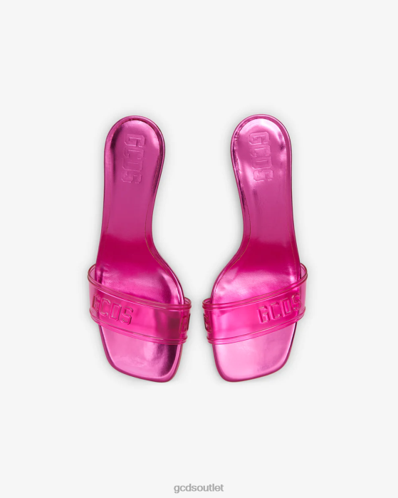Women GCDS Transpallic Logo Low Sandals Fuchsia 0FVX512